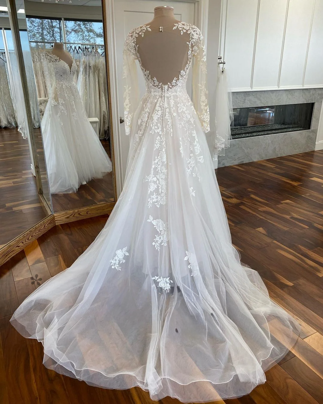 Fashion Wedding Dresses New Vestido De Noiva Long Sleeves Chapel Train Gelik Dubai Bridal Engagement Robe Mariee