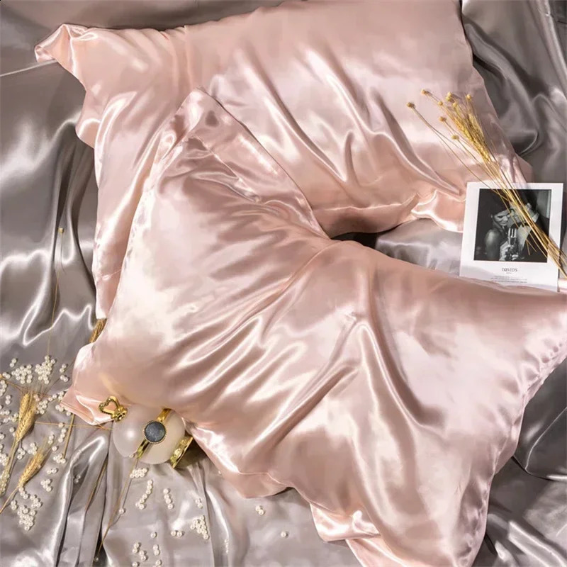 Blending Mulberry Silk Pillowcase Satin Soft Silky Two-sided Pillow Case Skin Beauty Skin Friendly Pillow Cover Solid 240725
