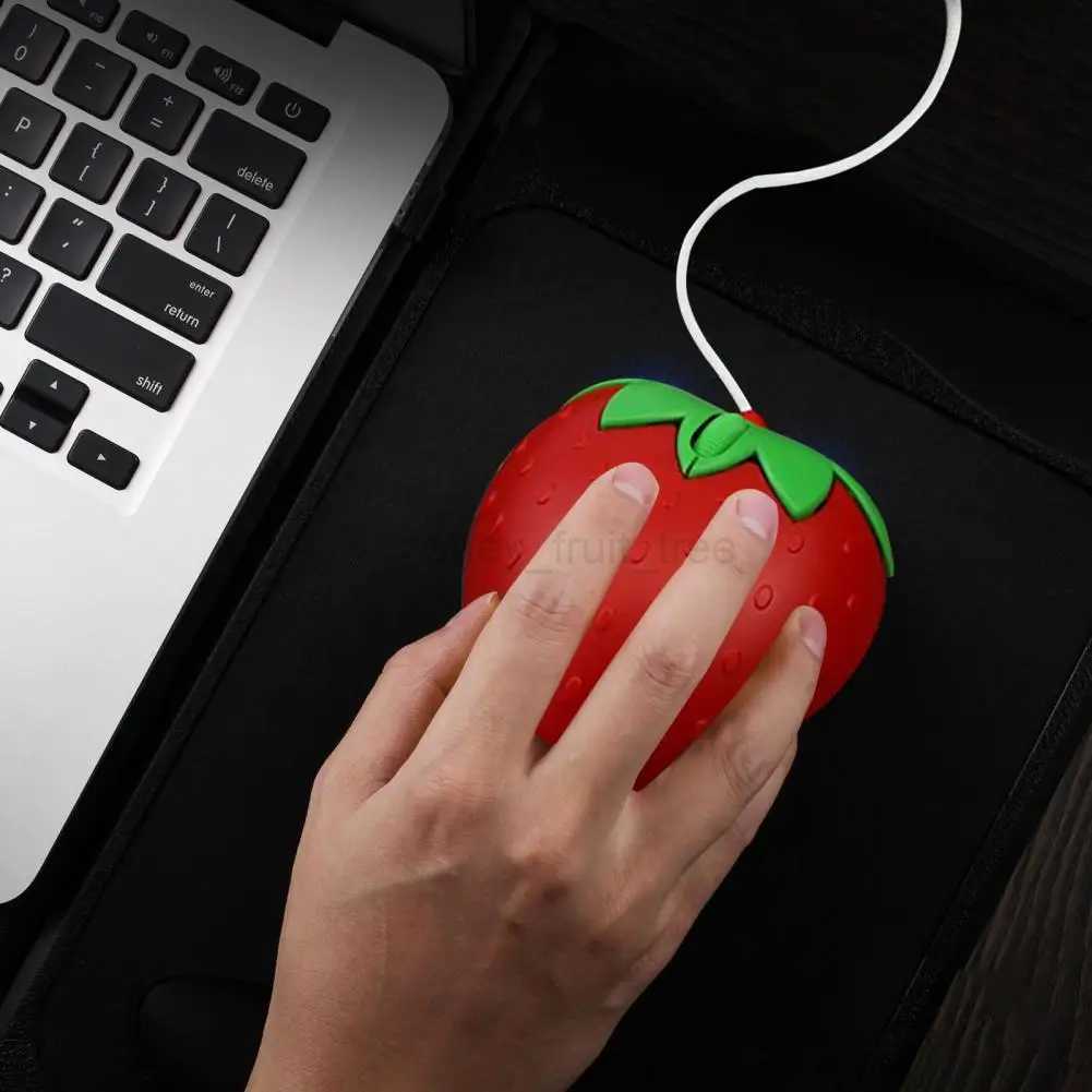 Cute Wired Mouse Plug-play Mouse Ergonomic Cozy Grip Strawberry Mouse Mute Optical Usb Wired Computer Accessories for LaptopM240725