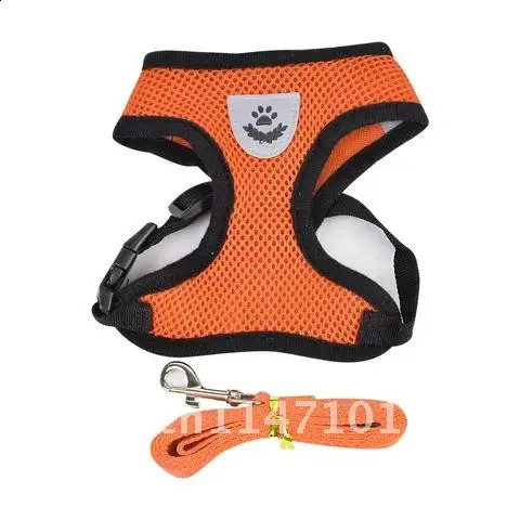 Adjustable Soft Breathable Polyester Mesh Harness Small Medium Pet Walking Cat Dog Collar Leash for Puppy Dogs 240724