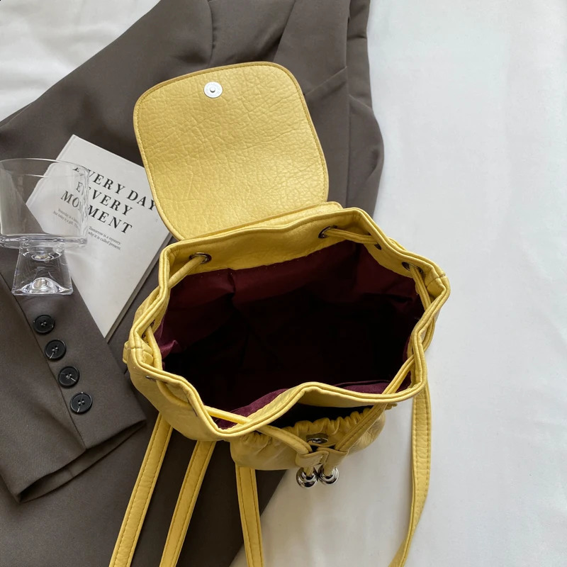 LEFTSIDE Candy Color Womens Cute Small Pu Leather Backpacks Y2K Korean Fashion Solid Color Backpack Lady Travel Back Packs 240725