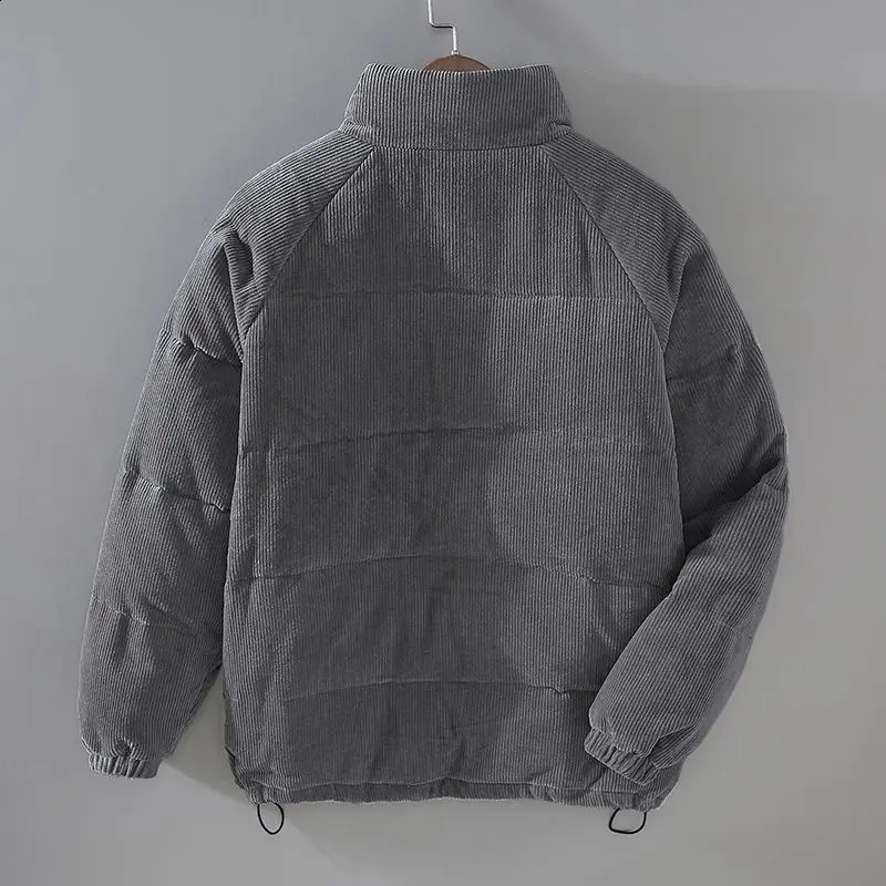 Corduroy Winter Warm Parka Coats Men Streetwear Thicken Coat Vintage Oversize Solid Faux Suede Puffer Loose Jacket 240724