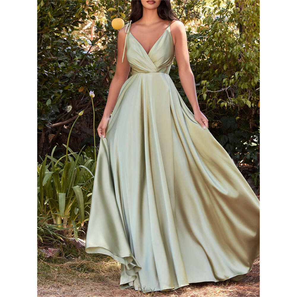 Shiyicey Backless Sleeveless Bridesmaid Dress Long Slit Deep Multiple Choice V Neck Women Evening Prom Gowns for Wedding Party
