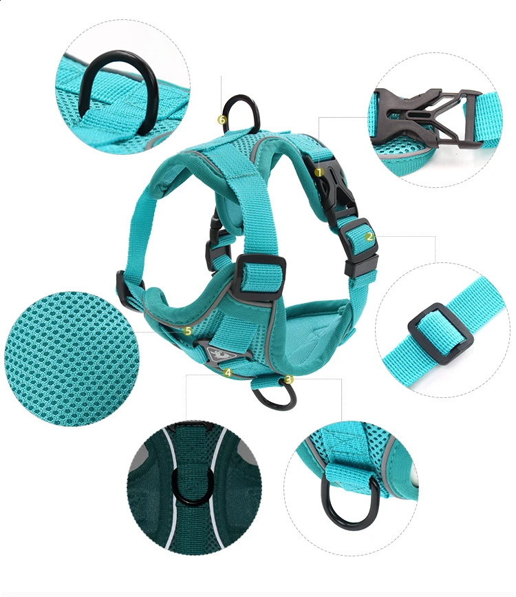 2025 new Dog Harness Puppy Cat No Pull Breathable Mesh Reflective Saddle For Small Medium Dogs Cats Adjustable Pug Pet Supplies 240724