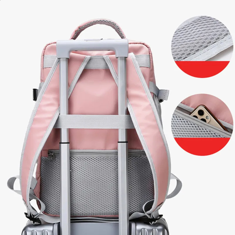 Large capacity waterproof antitheft leisure day bag with luggage strap and USB charging port backpack 240822