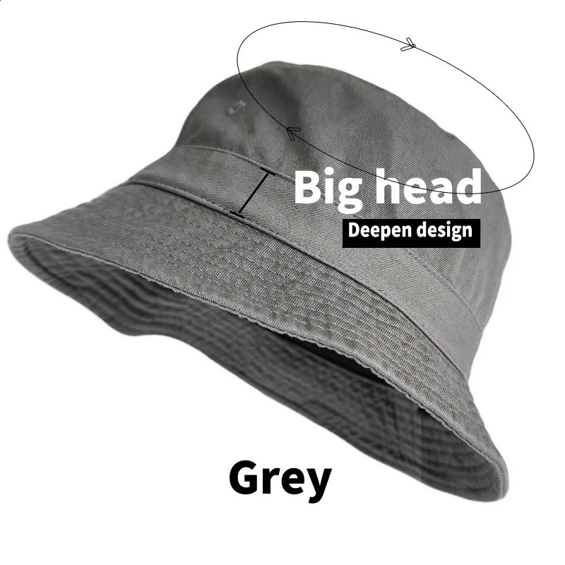 Big Head XXL 63cm Mens Bucket Hat Pure Cotton Panama Plus Size Hip Hop Fisherman Hat Korean Mens 63cm Sun Hat 240710