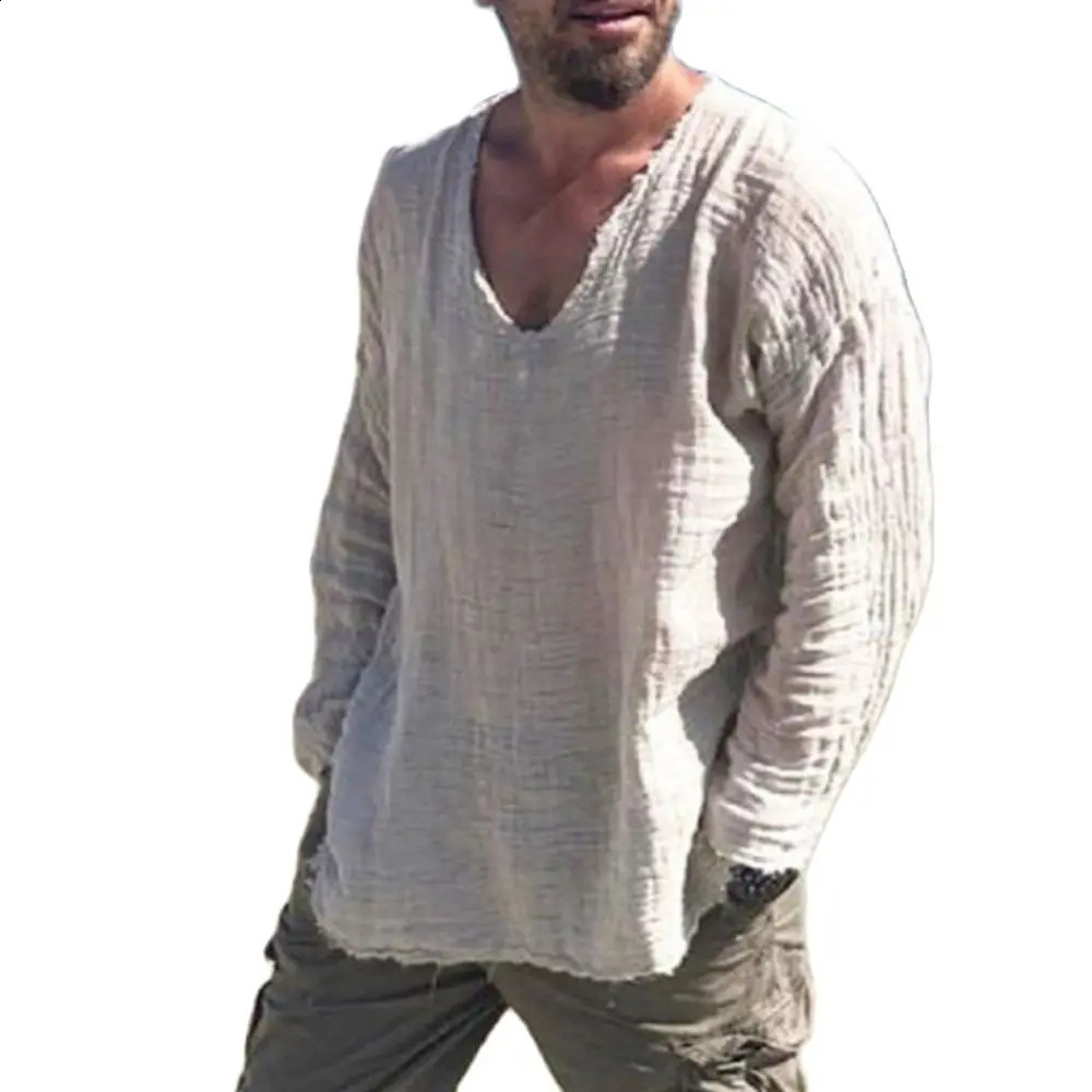 Mens Patchwork T-shirt Men Long Sleeve Fashion Ripped Cotton Tops Latest Summer Casual Linen Pullovers Sexy Mens clothing 240812