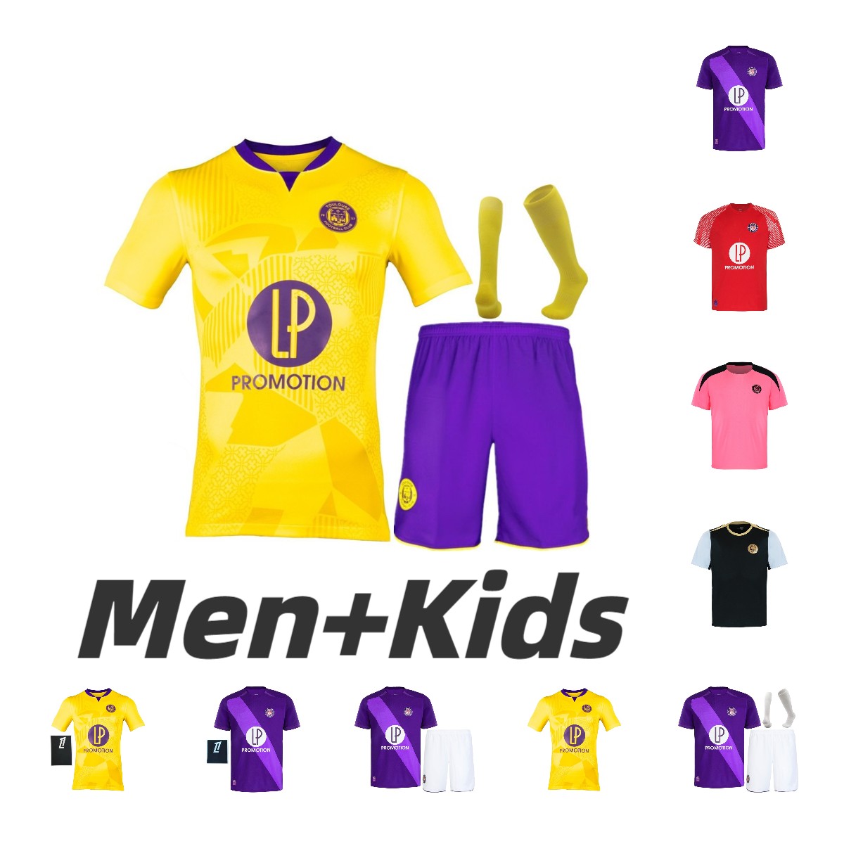 24 25 Club Toulouse Soccer Jerseys 21 Rafael Ratao 3 Zakaria Aboukhlal 5 Denis Genreau 12 Issiaga Sylla 9 Rhys Healey 27 Thijs Dallinga Football Shirt Kits White Purple