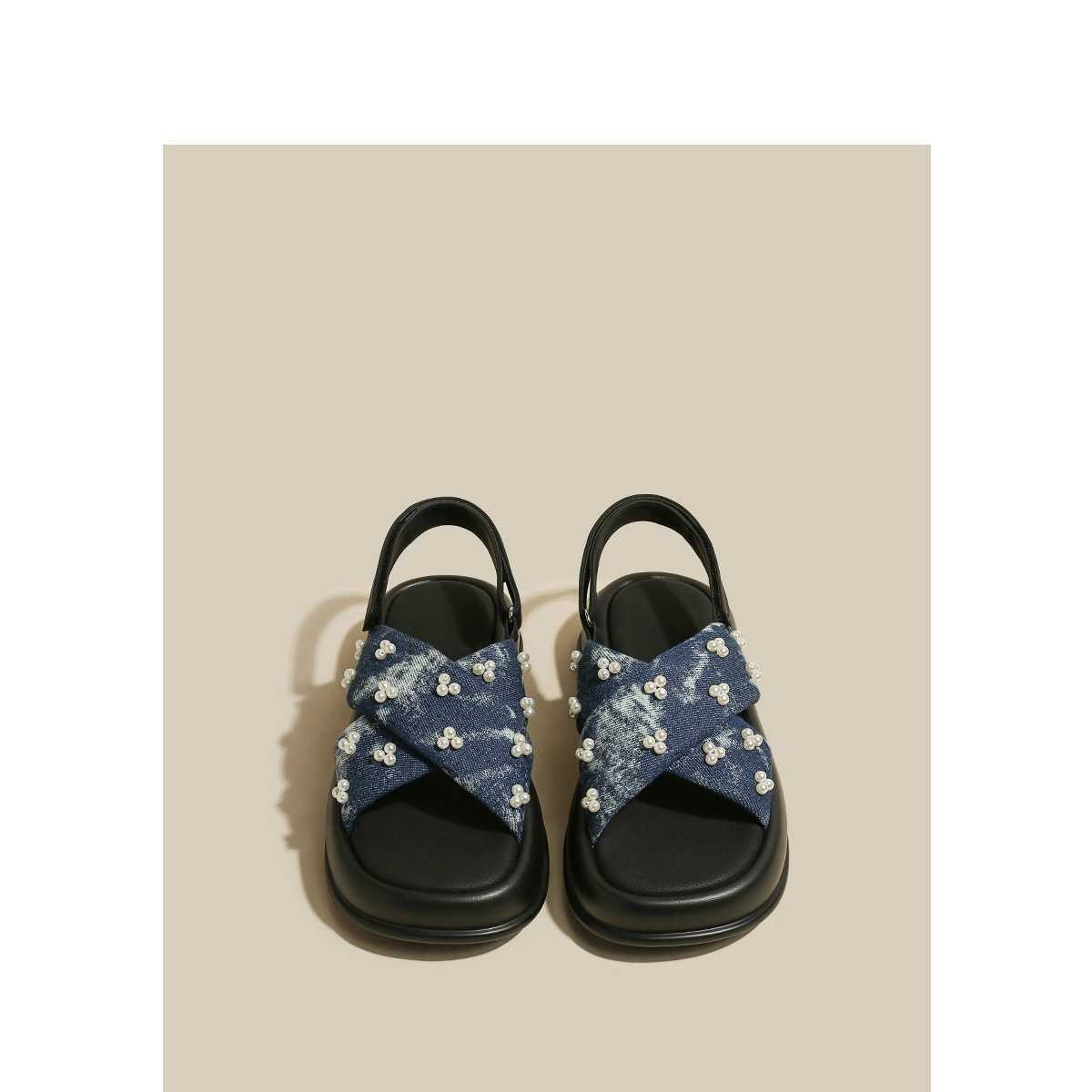 EVA Casual shoes High Heel for 2024 New Thick Sole Oblique Summer Beach Platform Shoes Designer Womens Sandals fashion slippers Comfortable and Soft 2