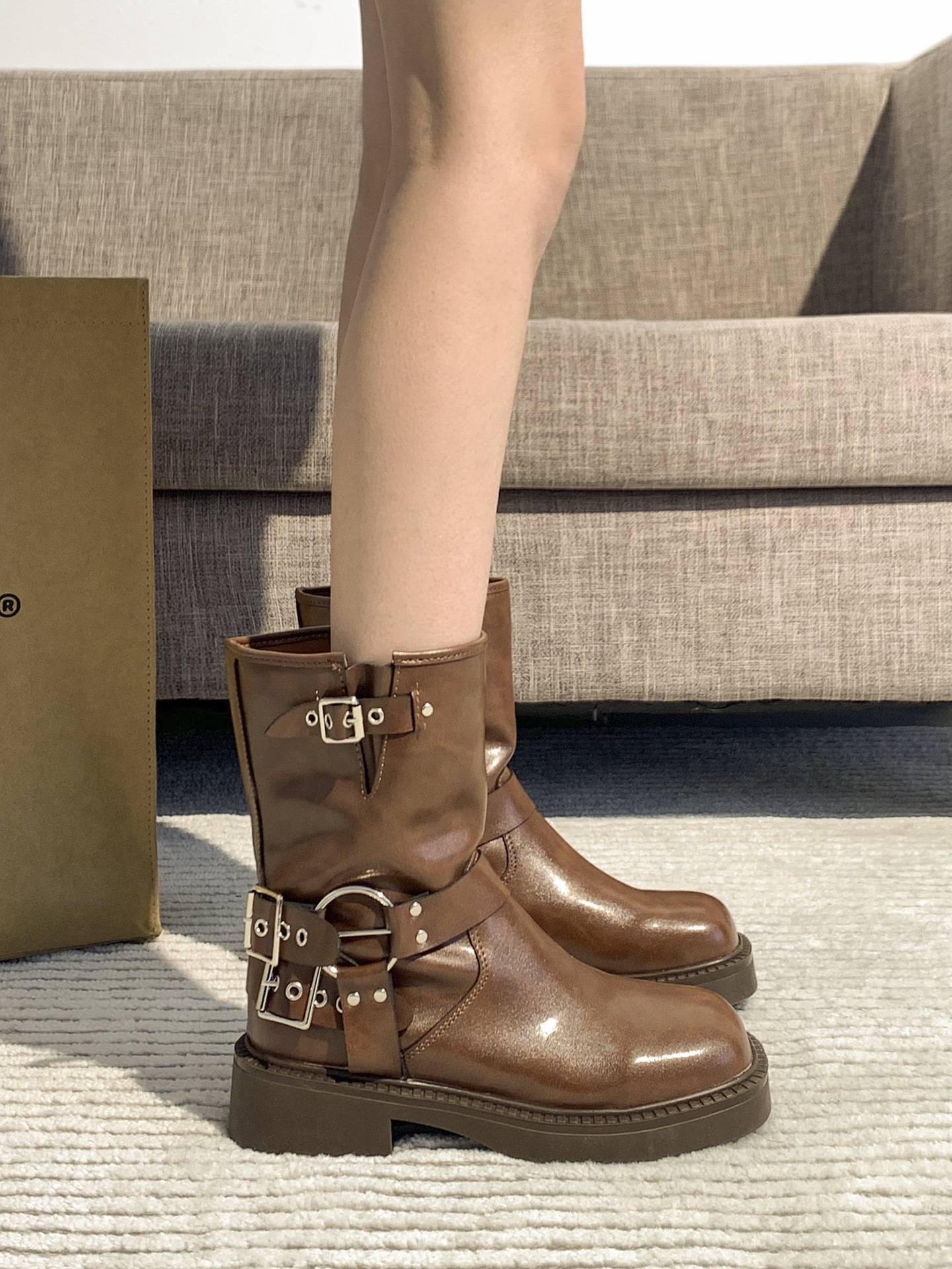 Martin Style Women boots Vintage Square Toe Ankle Boots Free shipping Lhshoe