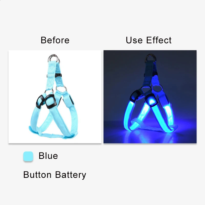 Adjustable LED Dog Harness No Pull Small Medium Glowing Nylon BreastBand Night Safety Arnes Perro Dropship Pets Accessories 240724