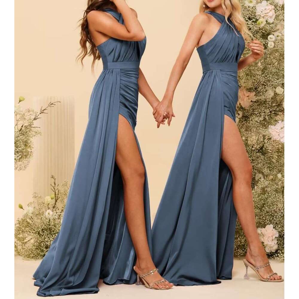 Cross Halter Bridesmaid Dresses for Wedding Mermaid Satin Maid of Honor women Dress elegant graduation church party modest