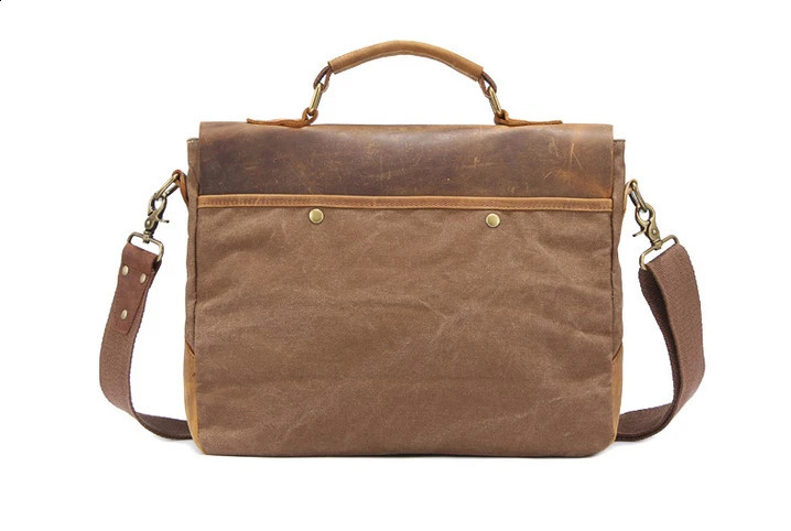 Vintage Leather Canvas Business Portfolio men office bag male canvas briefcase attache case document tote 240722 ebad