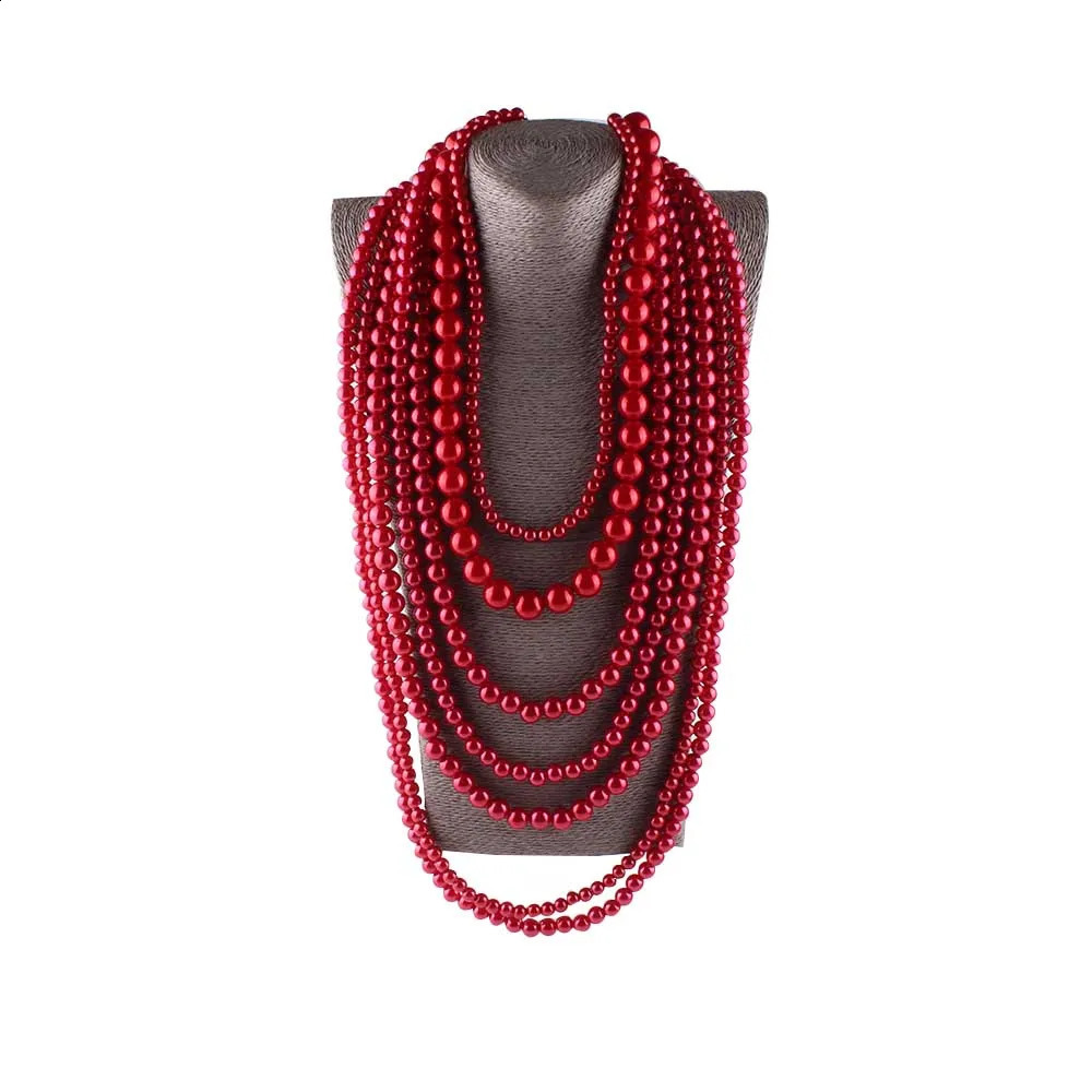 JIOFREE big beads Simulated Pearl Necklace multi layer necklace Statement Necklace women Bohemian party women jewelry 240719bj