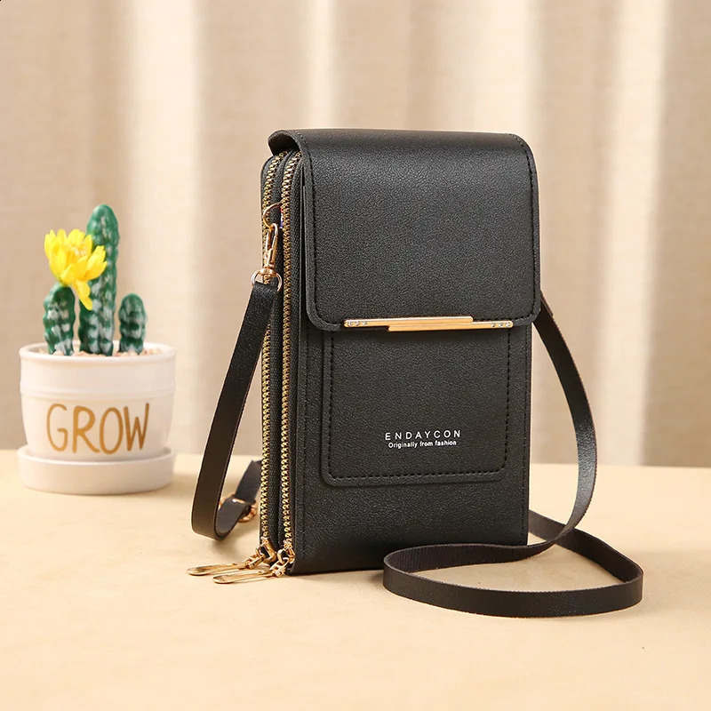 Fashion Girls Women Bags Soft Leather Wallets Touch Screen Smartphone Cell Phone Purse Crossbody Shoulder Strap Handbag for Lady 240725