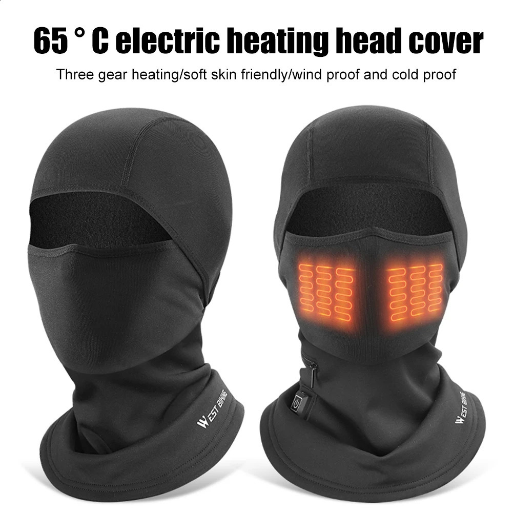 WEST BIKING Winter Balaclava Hat Comfortable Cycling Heating Face Mask Windproof Heating Headgear for Ski Bicycle Motorcycle 240723