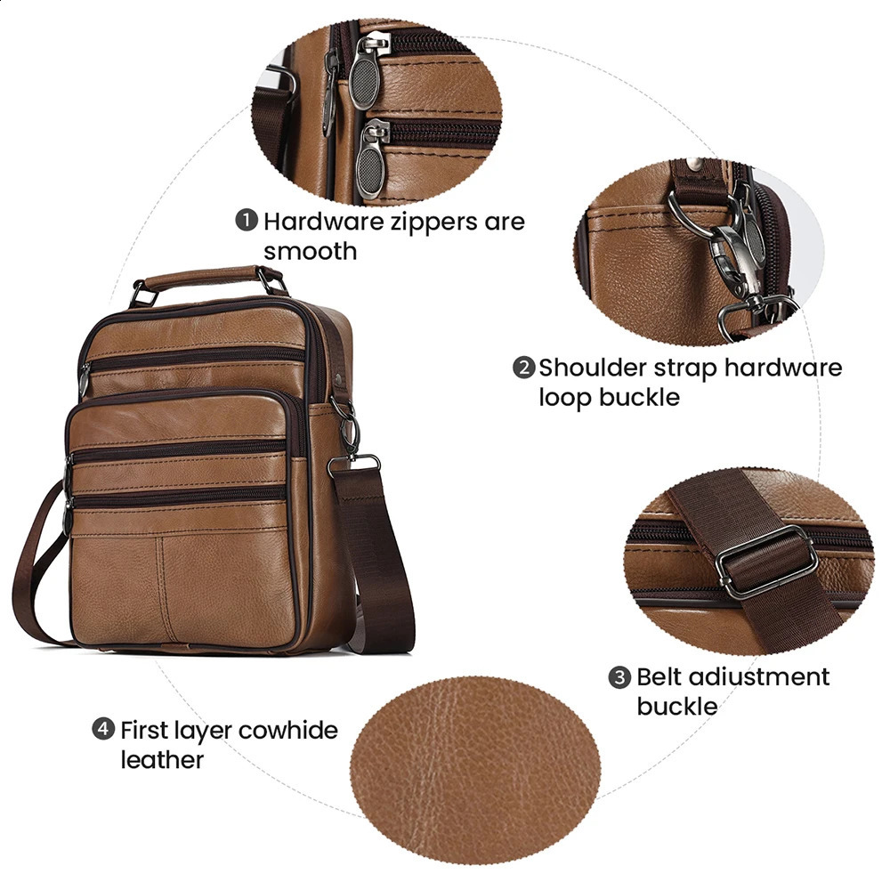 JOYIR Genuine Cowhide Leather Men Travel Sling Bag Casual Shoulder Crossbody Bags for Male Messenger Satchel 240723