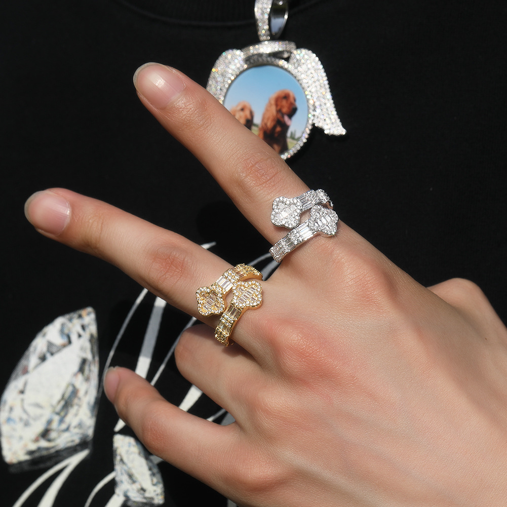 Hip Hop Flower Ring TopBling T Cubic Zircon Women Men Couple Jewelry Gold Plated