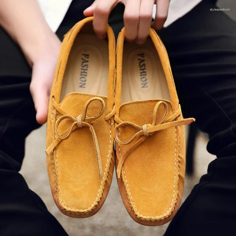 Casual Shoes Luxury Men Loafers Soft Moccasins Summer High Quality Mens Genuine Leather Suede Driving Flats Big Size 38-49