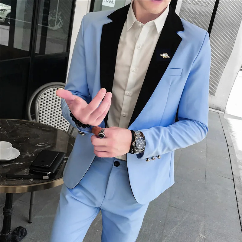 Casual Mens Fashion Suit suit Trousers Young Handsome Korean Version of All Slim Twopiece Set Regular 240807