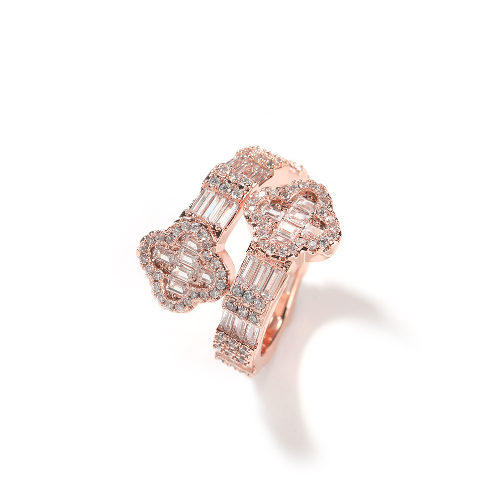 Hip Hop Flower Ring TopBling T Cubic Zircon Women Men Couple Jewelry Gold Plated