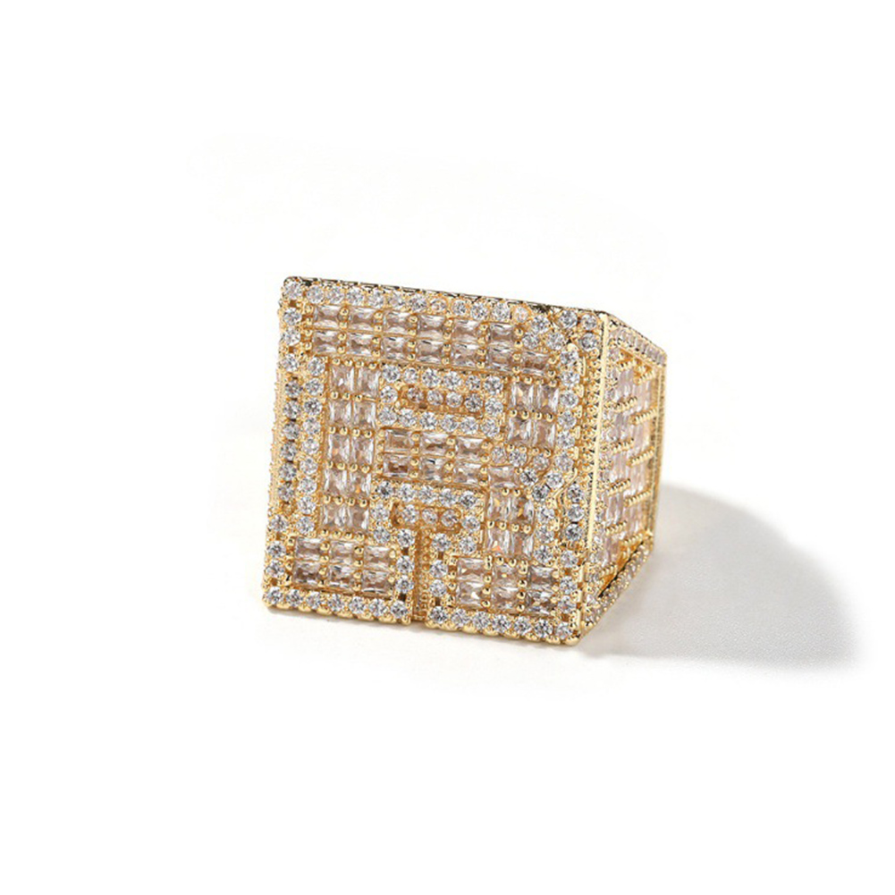 Hip Hop Custom A-Z Lettes Ring 18K Real Gold Plated TopBling 5A T Zircon Jewelry