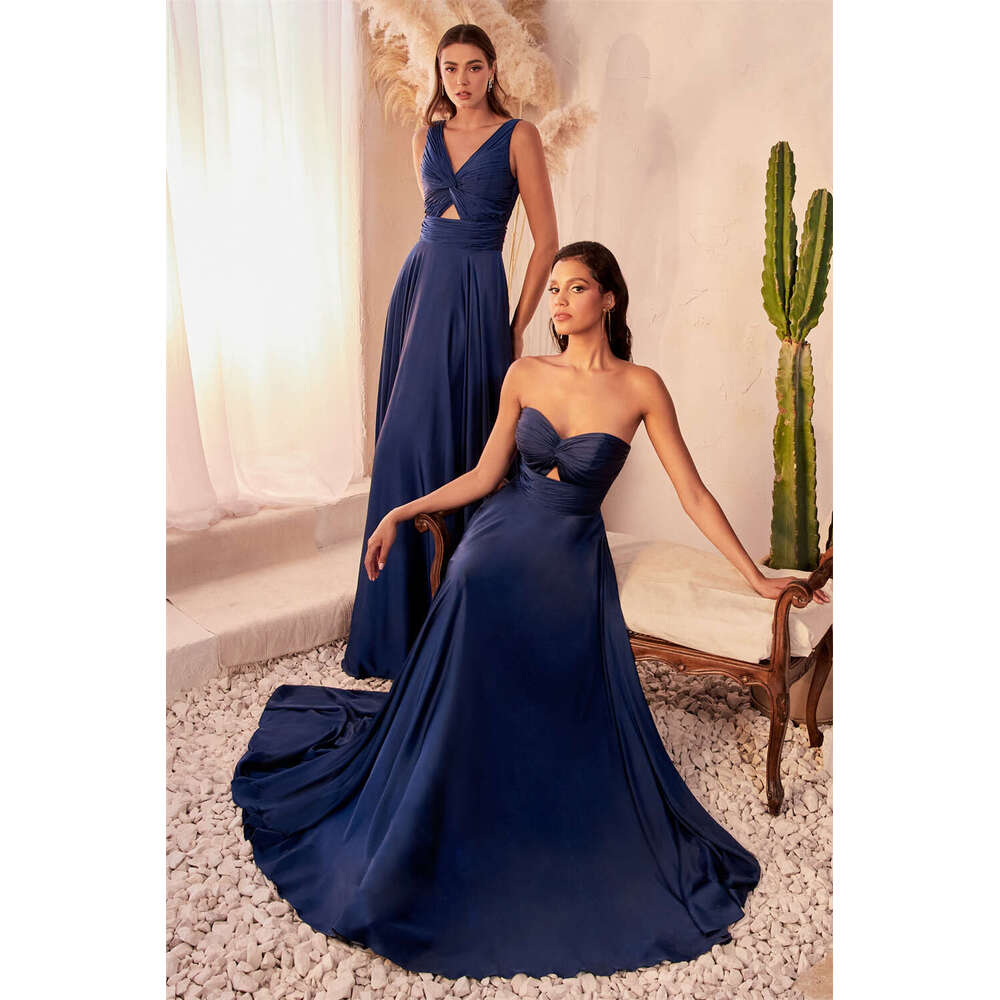 Satin Sweetheart Bridesmaid Dress For Wedding Pleated Corset Sleeveless Formal Evening Backless A-E Long Prom Gowns 0213