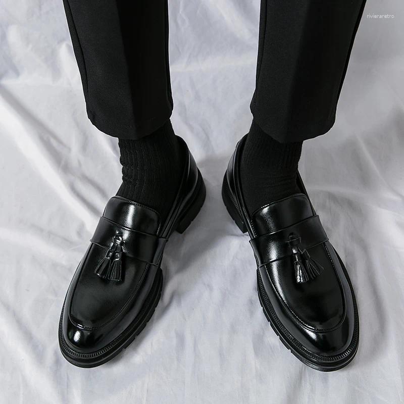 Dress Shoes Men's Black Spring Summer Business Men Casual Banquet Leather Brown Tassel Loafers Odor Prevention