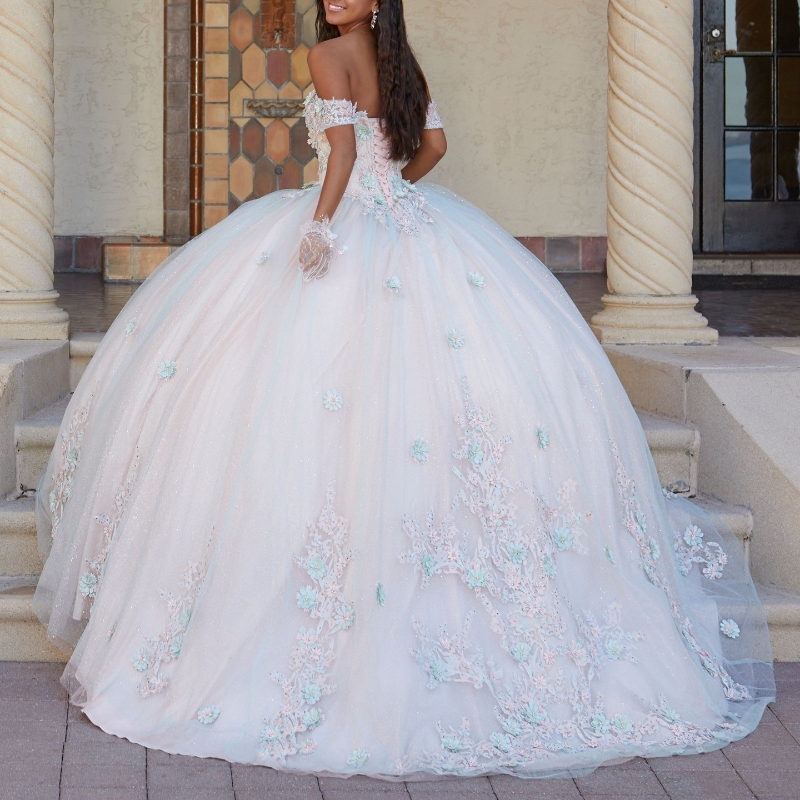 Sexy Sweetheart Quinceanera Dress Ball Gown 3D ral Applique Beading Tull Corset Sweet 16 Vestidos De 15 Anos