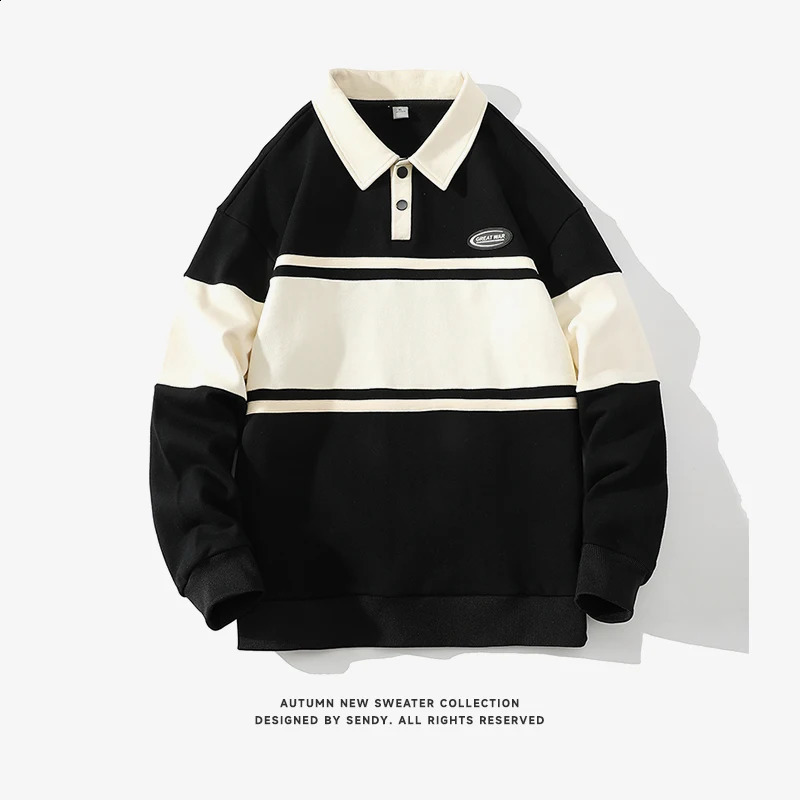 Autumn Mens Polo T Shirt Hoodie Casual Korean Fashion Youth Long Sleeved Golf T-shirt with Polo Collar Men Clothing Shirts 240824