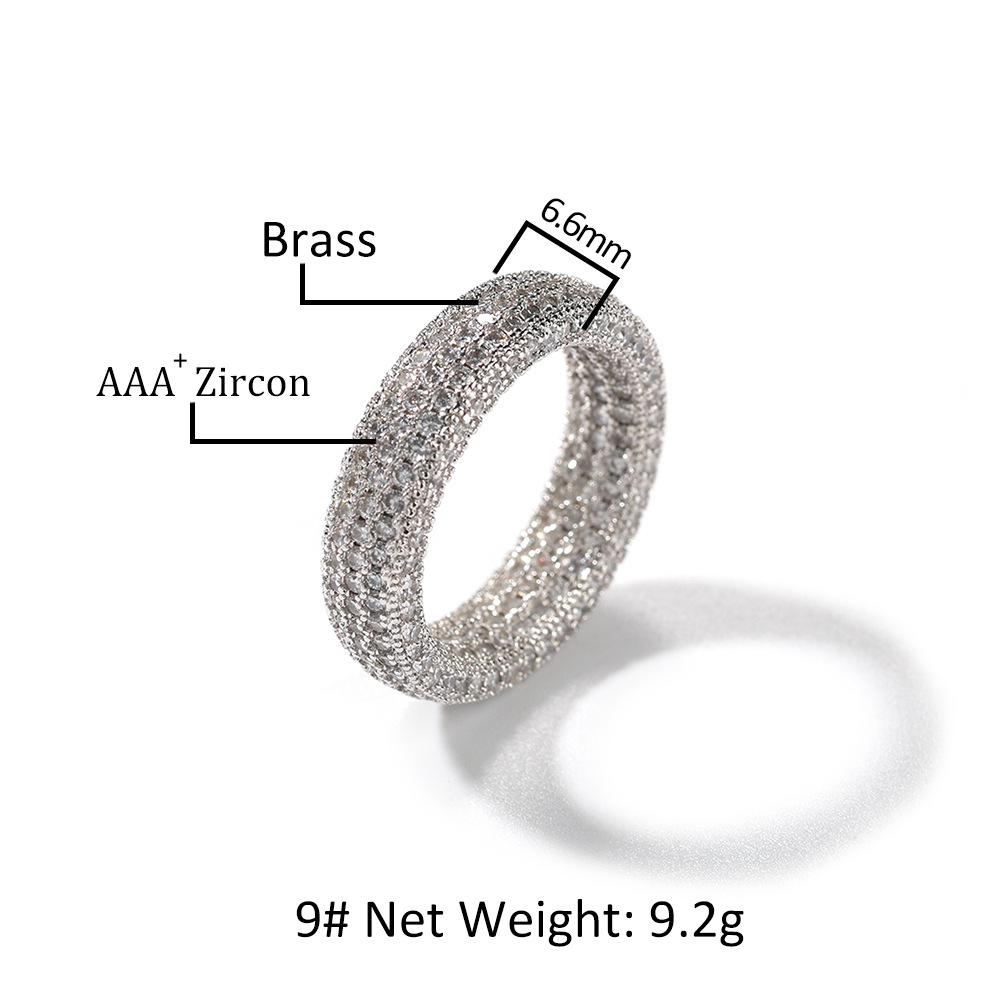 Hip Hop 5A Cubic Zircon Ring 18K Gold Plated Finger Ring Men Women Jewelry