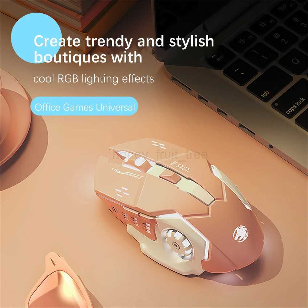 Wireless Silent Mute Gaming Mouse 1600 DPI Optical LED Backlit USB Rechargeable Mice 6 Buttons Design For PC LaptopM240725