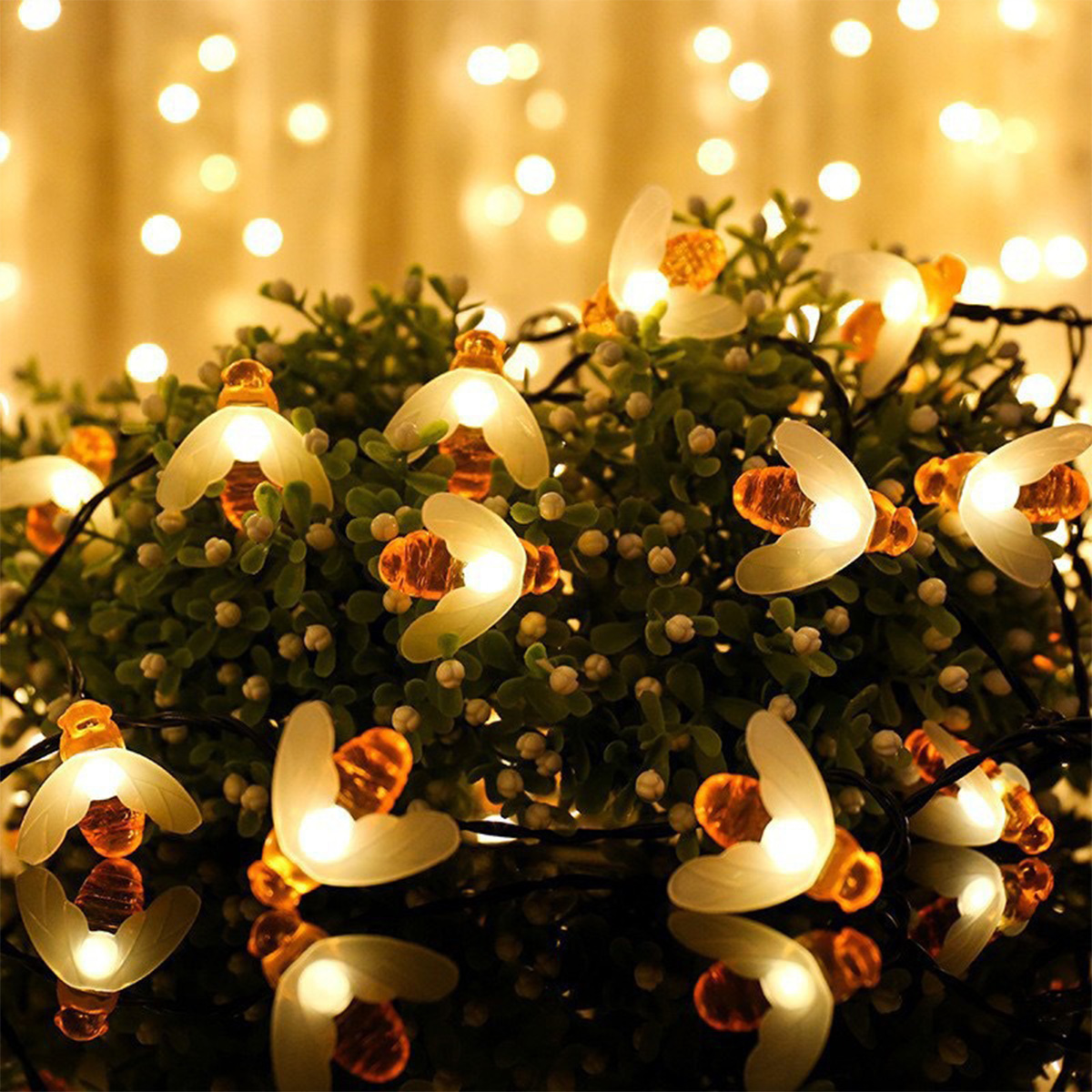 led solar bee light string patio outdoor waterproof decoration ambient light flashing lights string lights