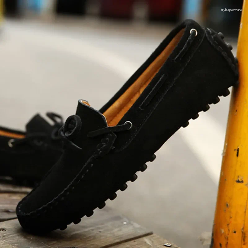 Casual Shoes Luxury Men Loafers Soft Moccasins Summer High Quality Mens Genuine Leather Suede Driving Flats Big Size 38-49