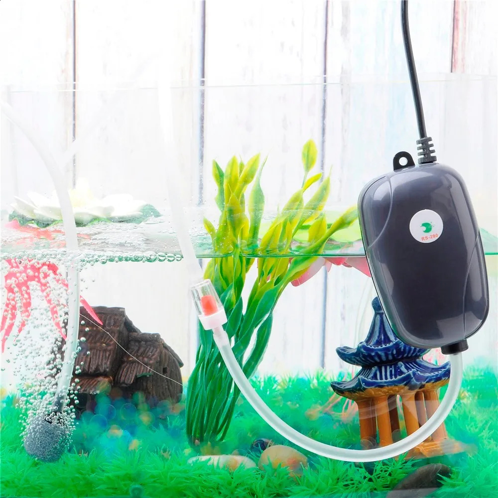 Aquarium Air Pump Fish Tank Mini Compressor Single Double Outlet with Check Tube Aquatic Accessories 220V 3W 5W 240724