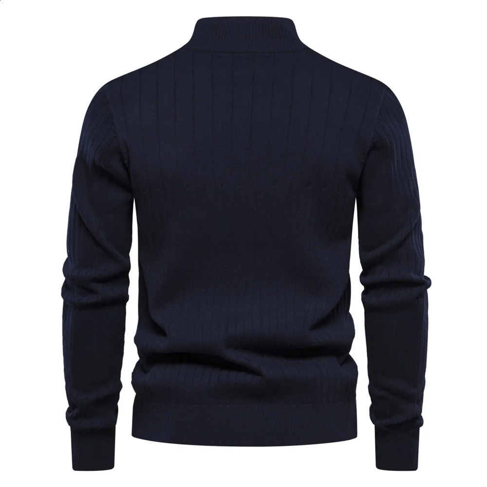 Autumn and Winter European Code Stand Collar Mens Sweater Half Zip Solid Color Knit Quality Business Mens Wear S-2XL 240725
