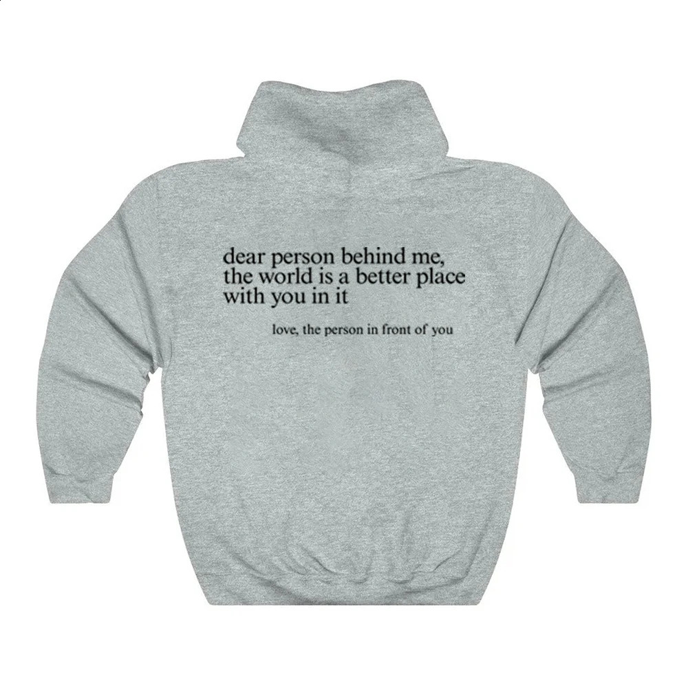 Deer Person Behind Me Slogan Plus Size Hoodies A Positive Phrase For Mental Health Womens Unisex Sweatshirts Warm Soft Pullover 240806