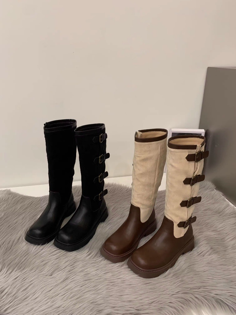 Knee Boots for Women Vintage Style Belt Design | Free Shipping