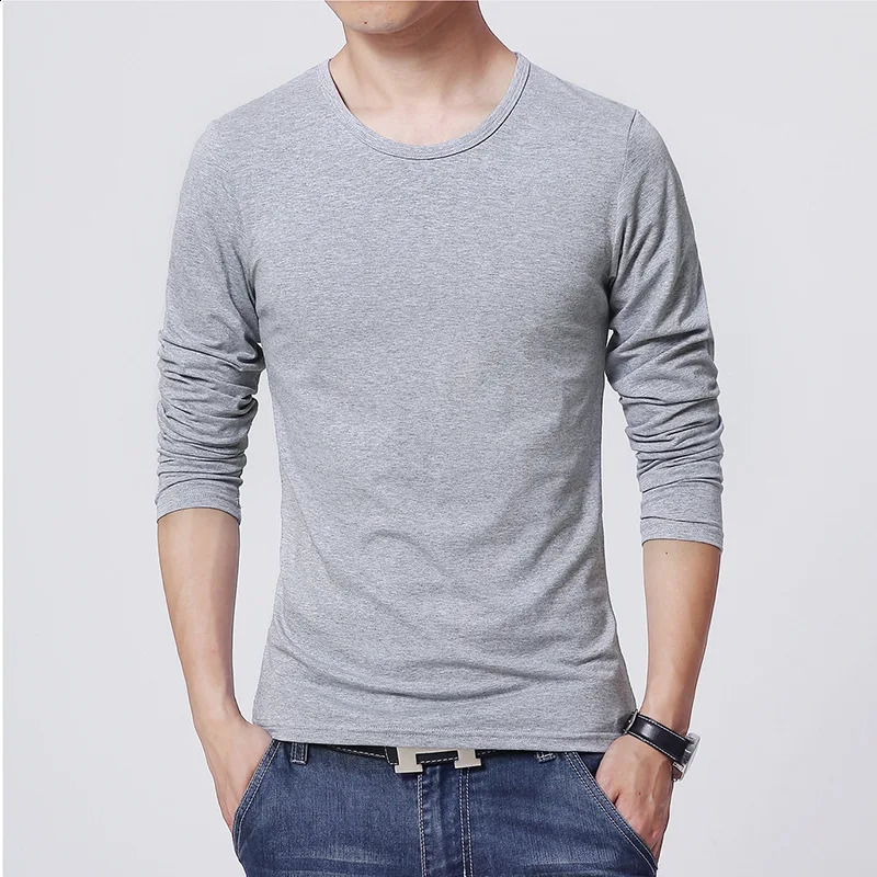MRMT Mens T-Shirts 3 Basic Colors Long Sleeve Slim Men T-Shirt Young Man Pure Color Tops Tees Shirt O-Neck For Male 240820