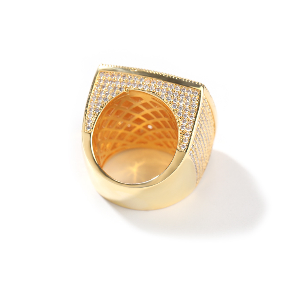 Hip Hop DIY Custom Photo Ring 18K Real Gold Plated T Zircon Women Mens Jewelry