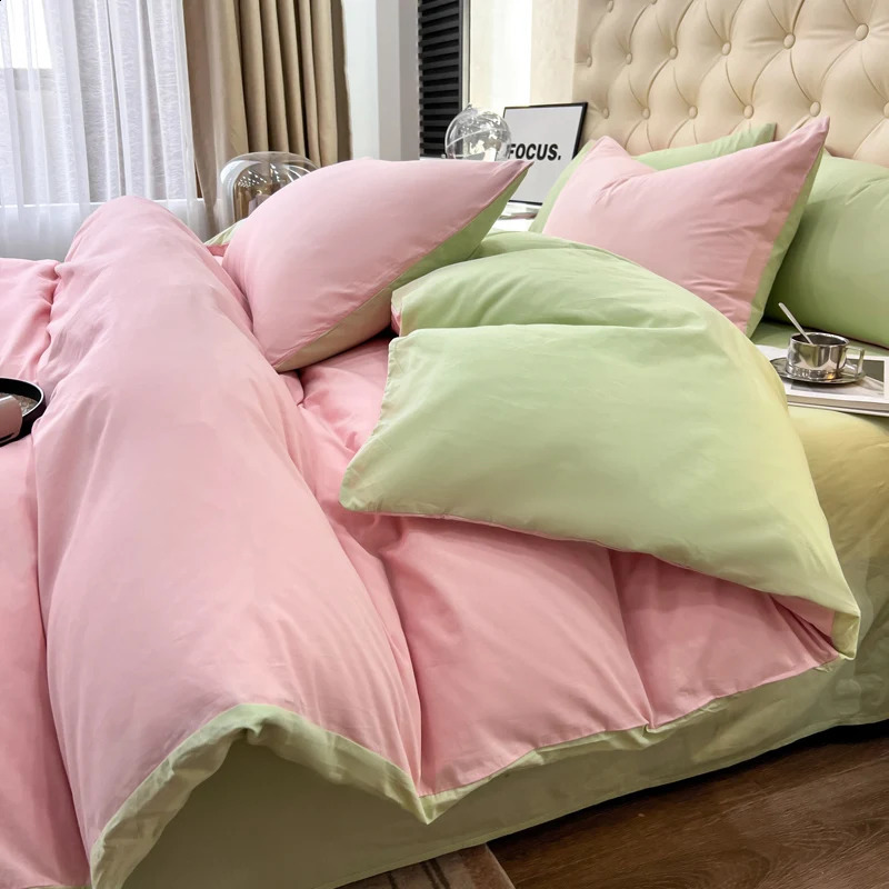 1pc Quilt Cover housse de couette 220x240 Pink Green Color Duvet Cover Double Size funda nordica cama 150 Queen/King Bed Cover 240725