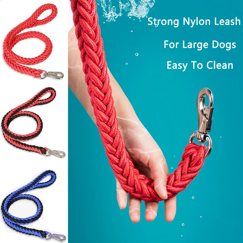 Large Dog Leash Black Handknitted Nylon Braided Rope with Heavy Duty Buckle for Medium to Big Dogs 2024 dh5727163