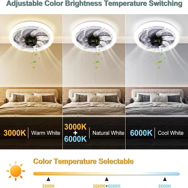 New Modern Ceiling Fan Light LED Intelligent Remote Control Dimmable Bedroom Restaurant Living Room E27 Base Ceiling Fan