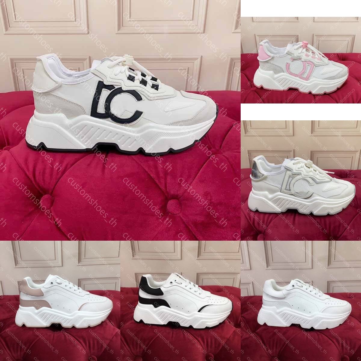 Baskets de day matériaux mixtes en daim veau sneaker nappa en cuir nappa sneakers femmes chaussures semelles épaisses chaussures décontractées la