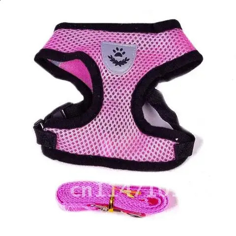 Adjustable Soft Breathable Polyester Mesh Harness Small Medium Pet Walking Cat Dog Collar Leash for Puppy Dogs 240724