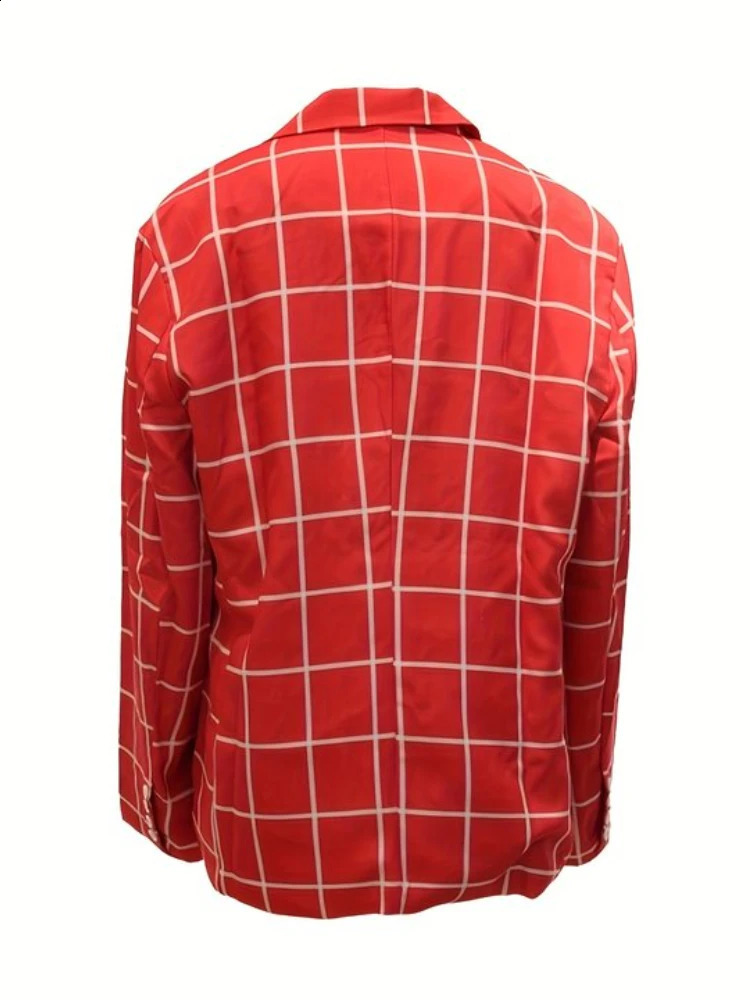 Men Blazer Mens Business Casual Suit Jacket Christmas Notch Lapel Two-button Plaid Chest Pocket Blazer Mens Coat Men Clothing 240715