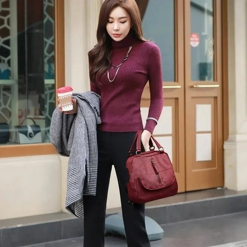 PU Washed Leather Convertible Backpack Purse Waterproof Lightweight Shoulder School Tassel Zipper Pocket Pack Bag for Women