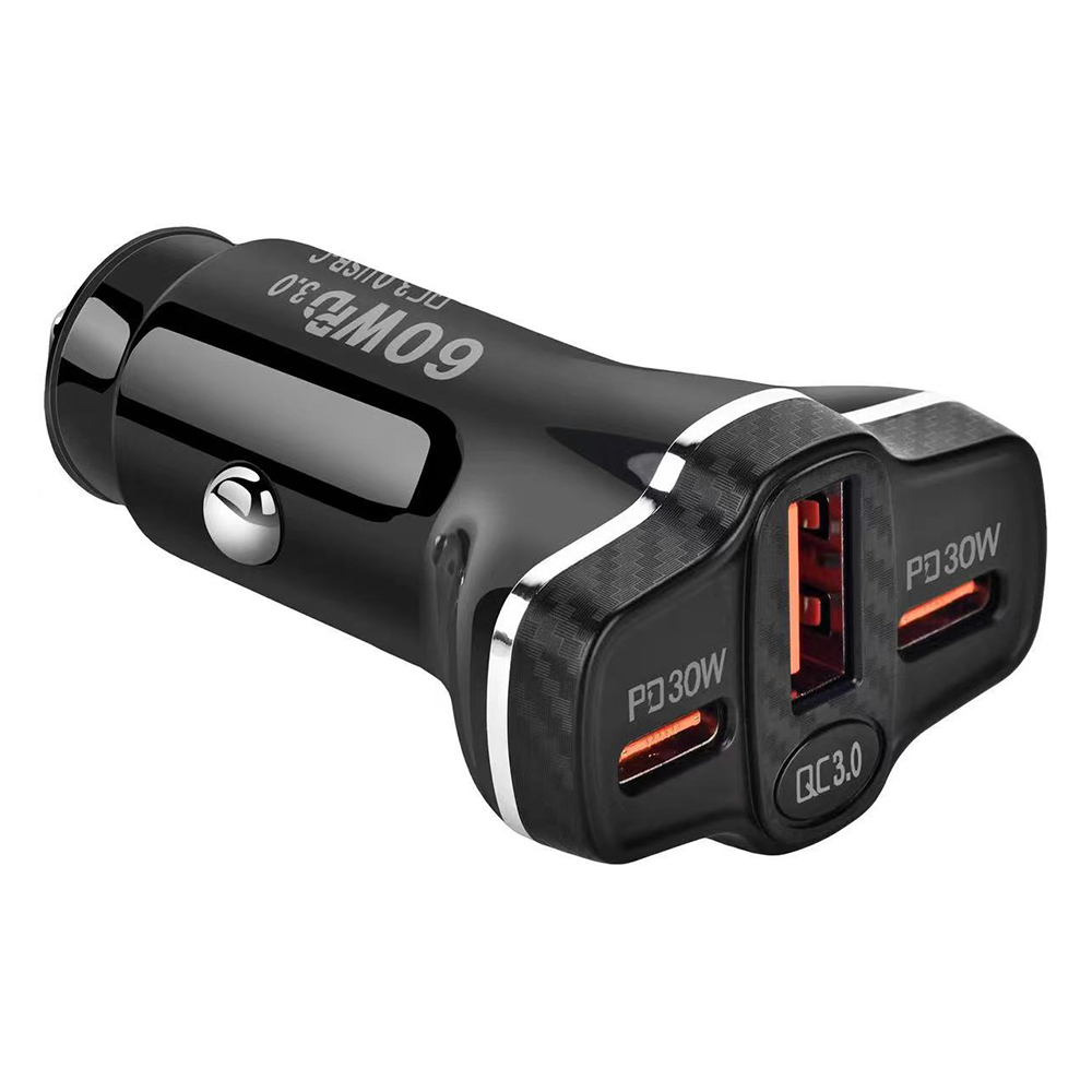 60W USB C Car Charger Dual C Cigarette Lighter Super Fast Car Charger Adapter PD30W+PD30W Car Phone Charger