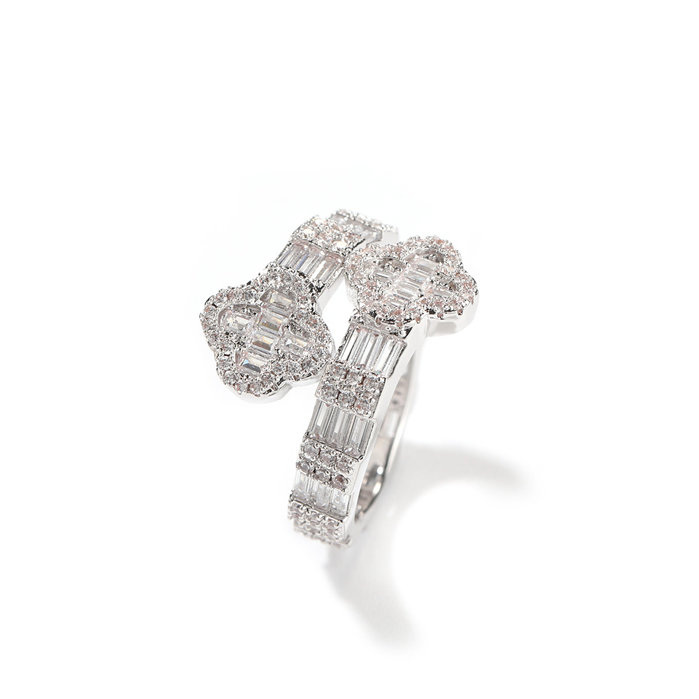 Hip Hop Flower Ring TopBling T Cubic Zircon Women Men Couple Jewelry Gold Plated