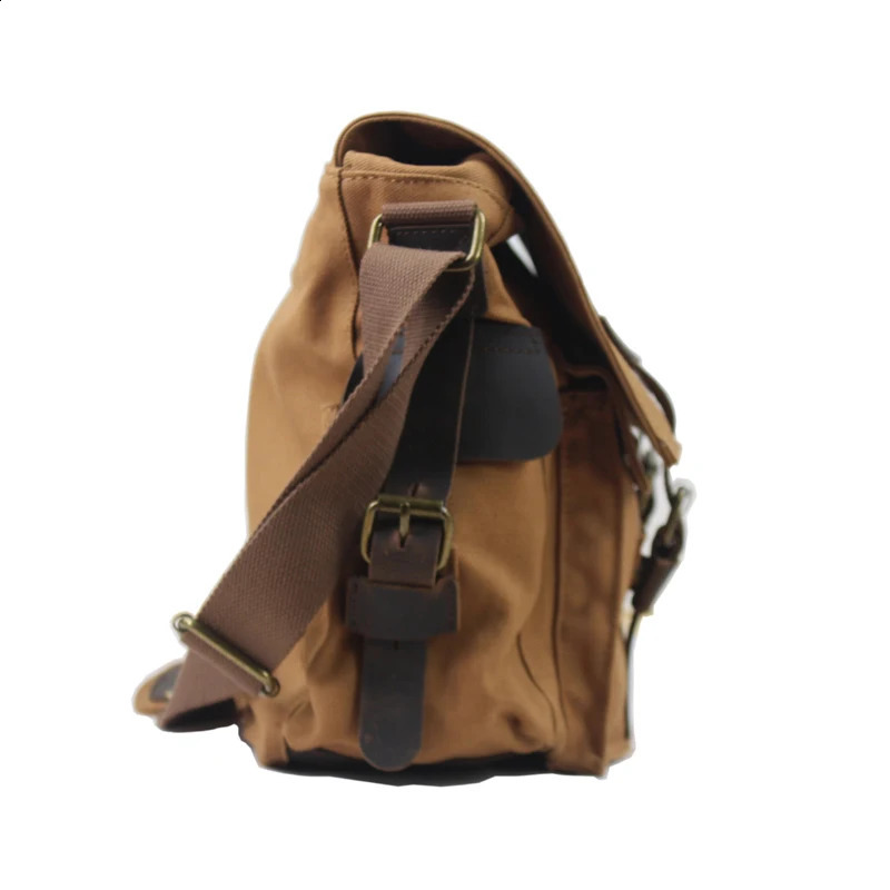 Fashion Vintage Leather Canvas Mens Messenger Bag Cotton Crossbody Men Shoulder Sling Casual Leisure 240723